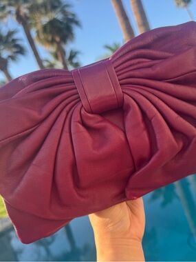 Valentino Bow-Front Women’s Clutch Bag in Deep Plum
